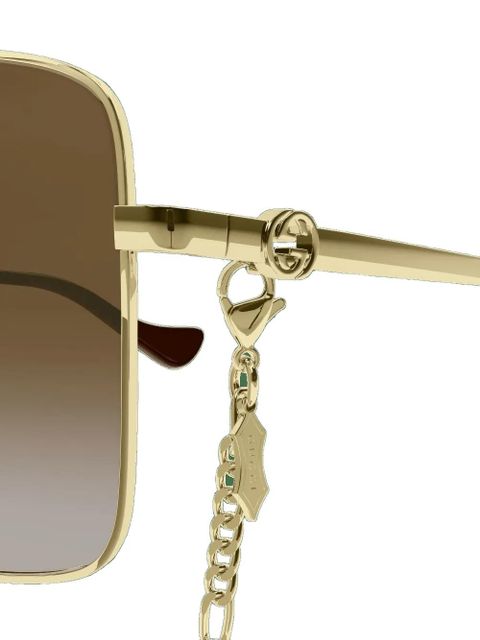 Gucci Eyewear detachable chain full-rim sunglasses - Gold