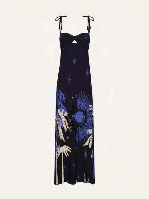 Johanna Ortiz Dancing With The Shadows tie-strap printed dress - Blue - zdjęcie produktu nr 1