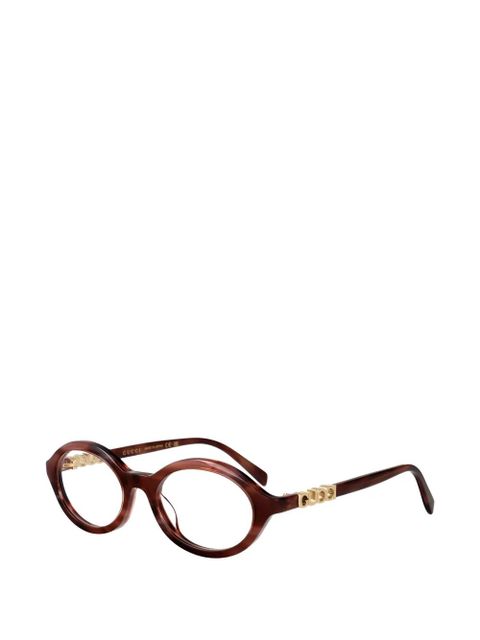 Gucci Eyewear logo-plaque round-frame glasses - Brown - zdjęcie produktu nr 2