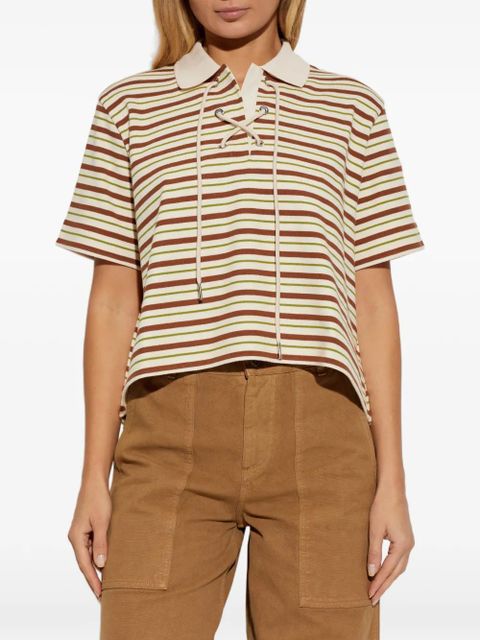 Moncler striped lace-up polo shirt - Neutrals
