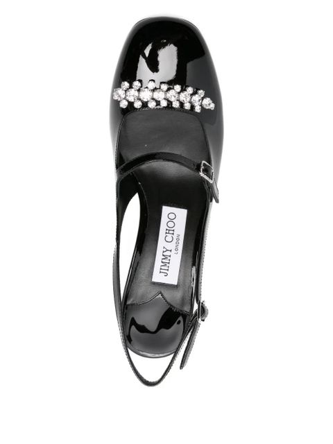 Jimmy Choo 70mm Belinda crystal-embellished slingback pumps - Black