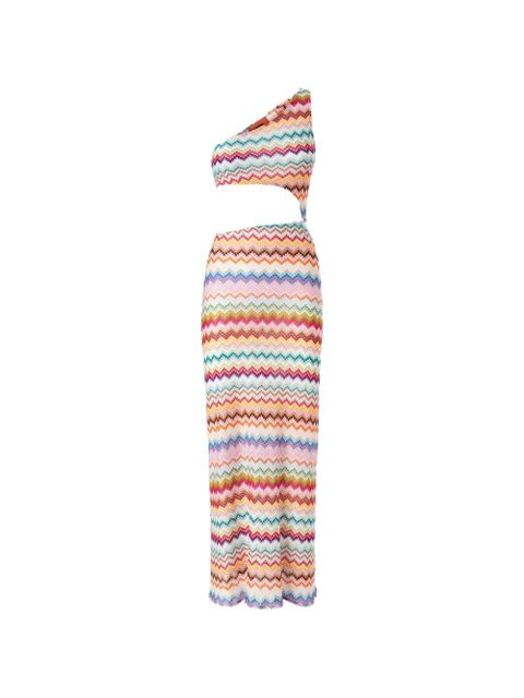 Missoni one-shoulder zigzag-pattern beach dress - Pink - zdjęcie produktu nr 1
