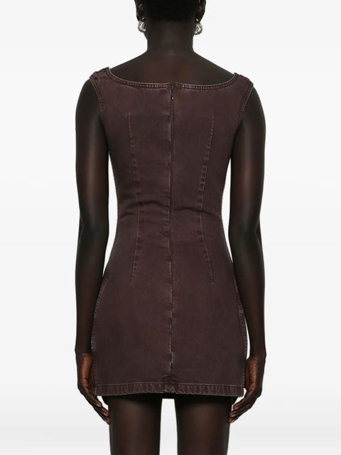 Magda Butrym square-neck denim mini dress - Brown - zdjęcie produktu nr 2