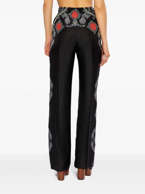 ETRO paisley flared silk trousers - Blue