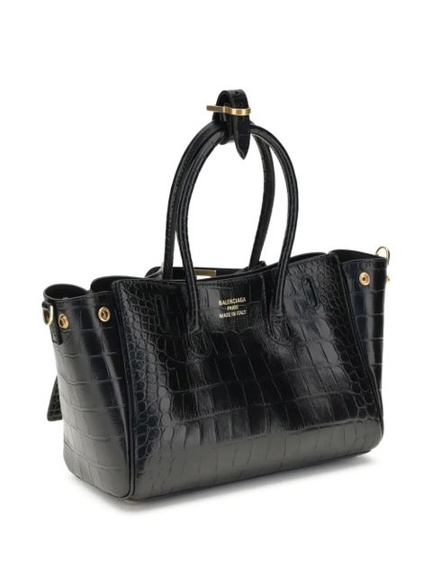Balenciaga crocodile-effect top-handle shoulder bag - Black
