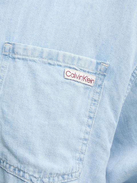 Calvin Klein Jeans sukienka z domieszką lnu kolor niebieski mini oversize J20J225172