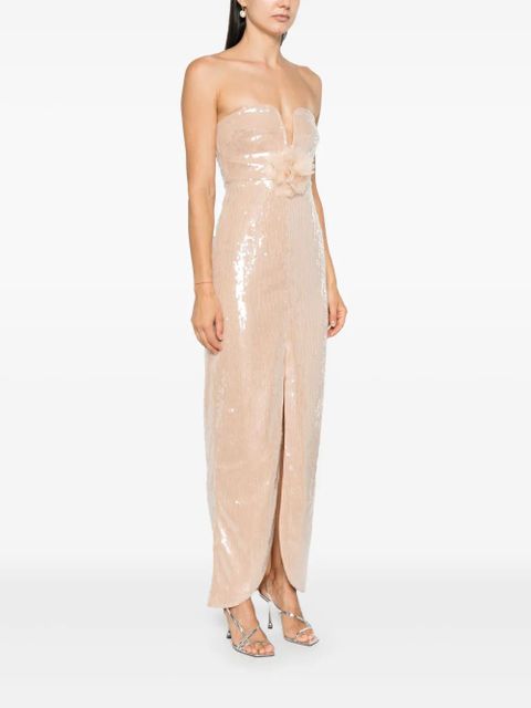 Self-Portrait sequinned maxi dress - Neutrals