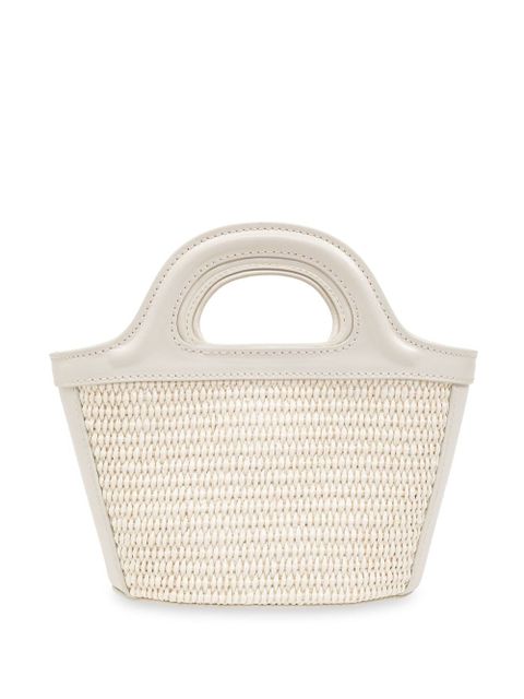 Marni micro Tropicalia logo-embroidered tote bag - White