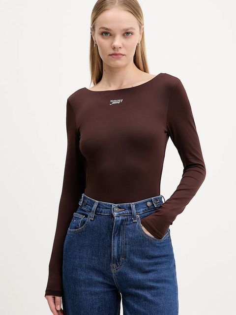 Tommy Jeans body kolor brązowy DW0DW21574 - zdjęcie produktu nr 1
