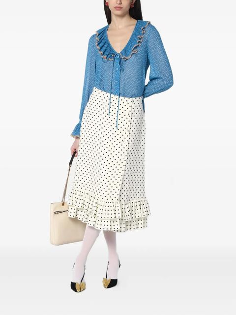 Valentino Garavani polka dot-print midi skirt - White - zdjęcie produktu nr 2