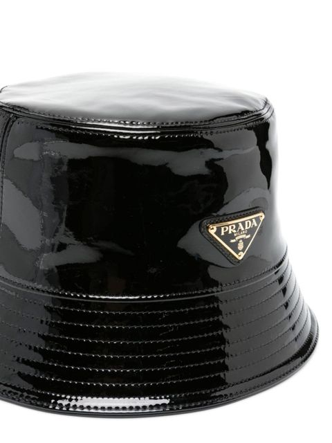 Prada triangle-logo patent-leather bucket hat - Black - zdjęcie produktu nr 2
