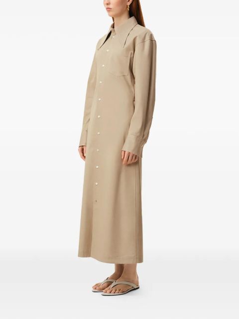 AMI Paris balloon sleeve fitted shirt midi dress - Neutrals