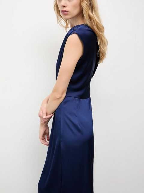 Answear.LAB sukienka kolor granatowy maxi rozkloszowana