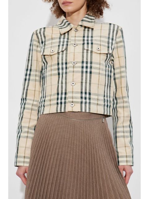 Burberry check pattern cropped jacket - Neutrals