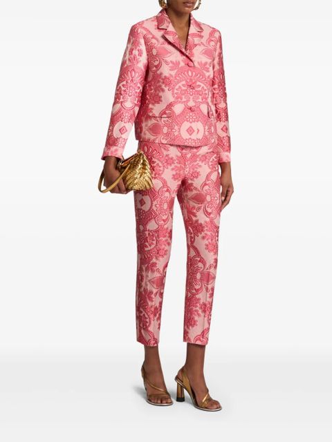 ETRO paisley-jacquard cigarette trousers - Red