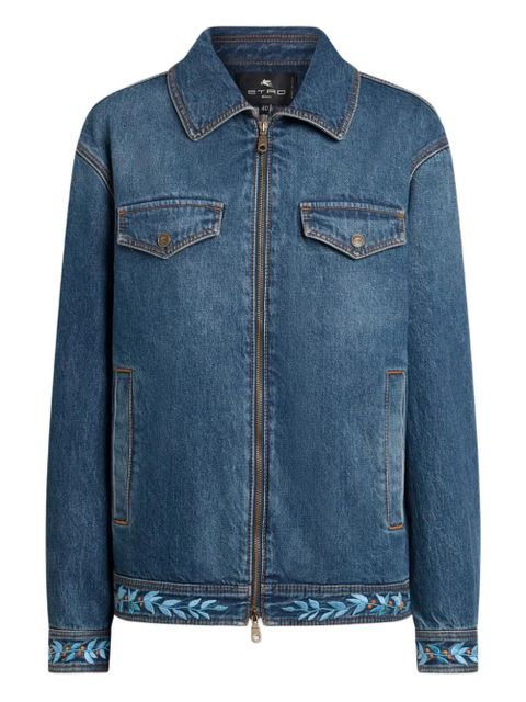 ETRO embroidered zip denim jacket - Blue - zdjęcie produktu nr 1