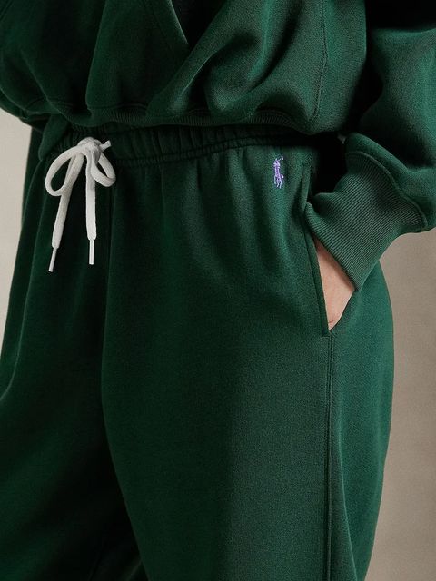 Polo Ralph Lauren spodnie dresowe damskie kolor zielony gładkie 211971700