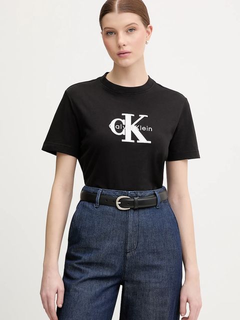 Calvin Klein Jeans t-shirt bawełniany damski kolor czarny LV047E819G - zdjęcie produktu nr 1