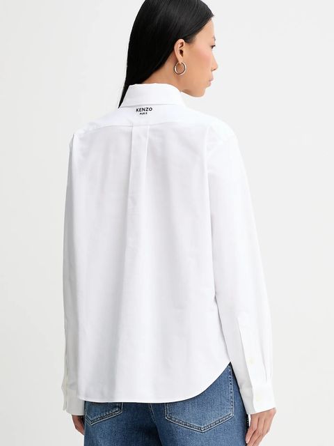 Kenzo koszula bawełniana damska kolor biały regular z kołnierzykiem klasycznym FF52CH2649LO.01