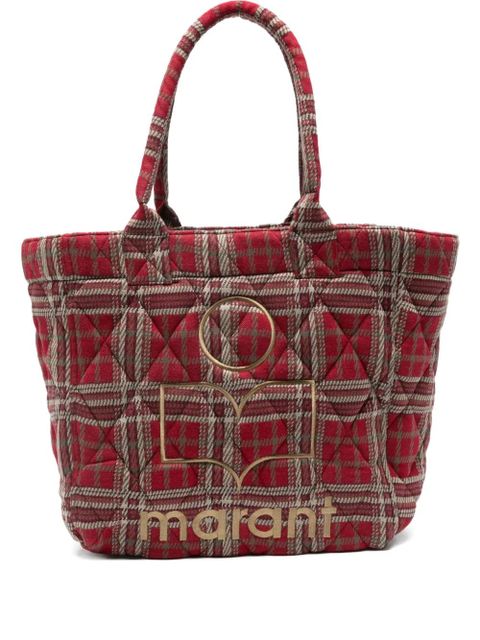 ISABEL MARANT small Yenky Tartan tote bag - Red - zdjęcie produktu nr 1