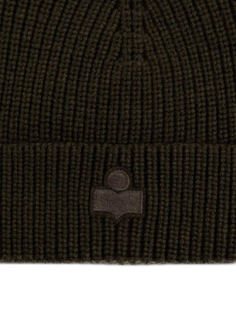 ISABEL MARANT ribbed logo beanie hat - Brown