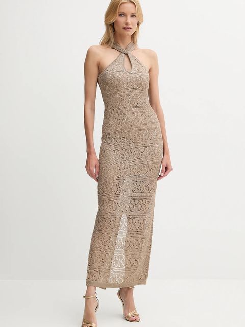 Guess sukienka CYNTHIA kolor beżowy maxi dopasowana W5YK48 Z37G0 - zdjęcie produktu nr 1