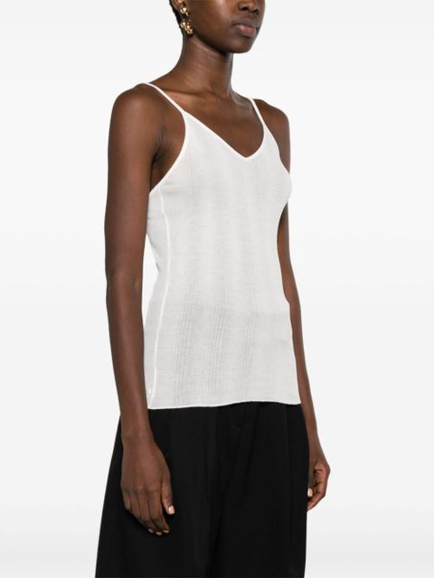 KHAITE Mona semi-sheer tank top - White