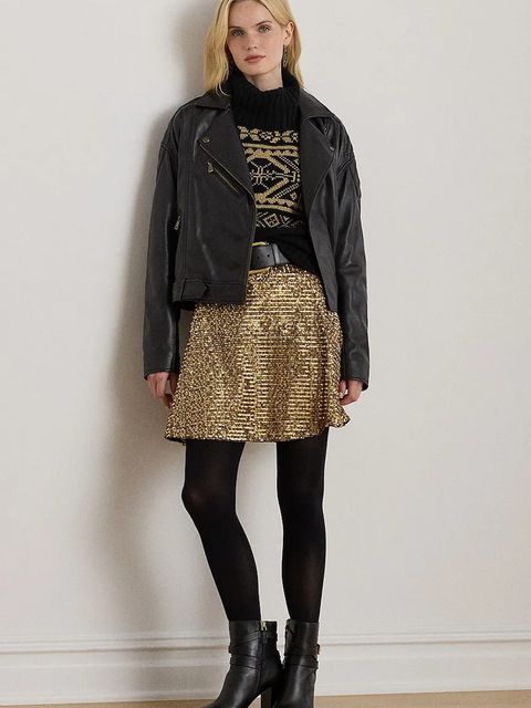 Lauren Ralph Lauren kurtka skórzana kolor czarny przejściowa 200P01414