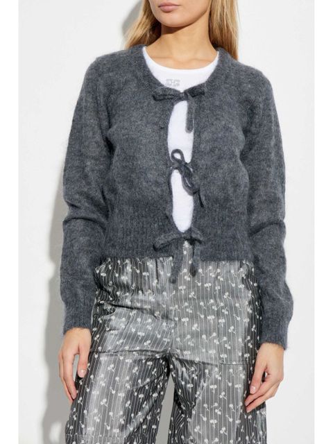 GANNI self-tie fastening cardigan - Grey