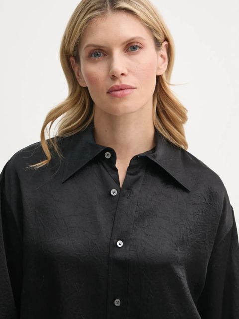 Filippa K koszula damska kolor czarny relaxed z kołnierzykiem klasycznym 31327