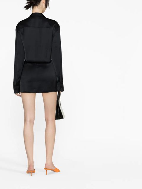 Off-White ruched asymmetric shirt dress - Black