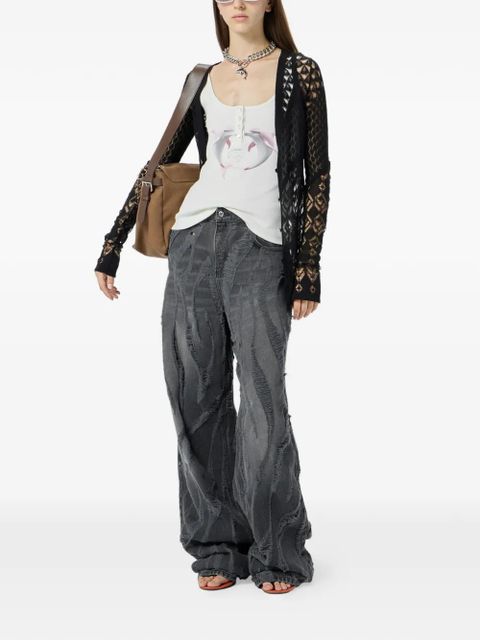 Blumarine dolphin-print ribbed top - White