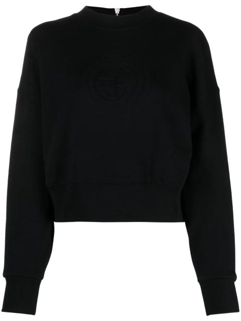 Gucci interlocking-G zipped cropped sweatshirt - Black