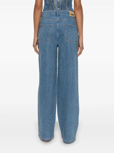 ROTATE BIRGER CHRISTENSEN rhinestone-embellished wide-leg jeans - Blue