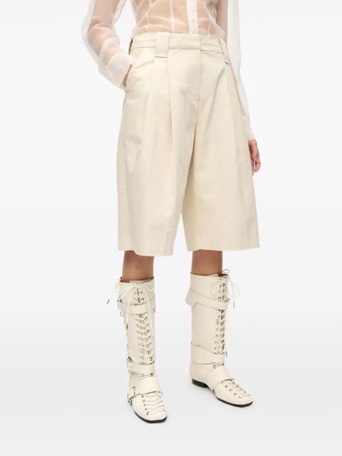 GANNI pleat-detail shorts - Neutrals