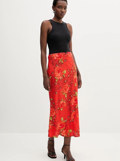 Never Fully Dressed spódnica kolor czerwony maxi rozkloszowana NFDSK761 - zdjęcie produktu nr 2