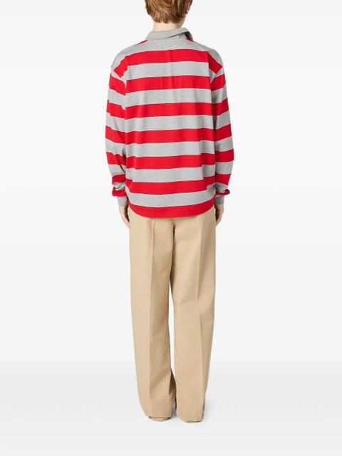 Miu Miu striped long-sleeve polo shirt - Red - zdjęcie produktu nr 2