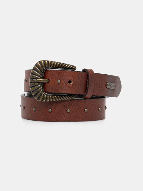 Pepe Jeans pasek skórzany damski kolor brązowy PL020869