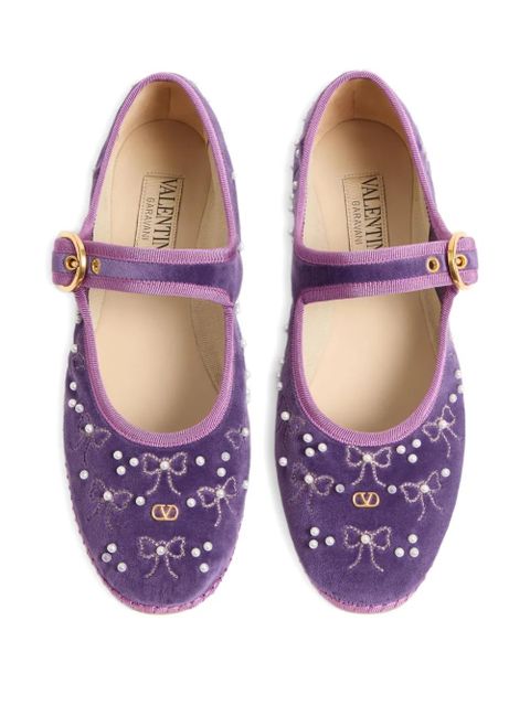 Valentino Garavani Endouce velvet Mary-Jane ballet flats - Purple