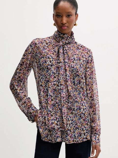 Liu Jo bluzka z jedwabiem kolor fioletowy wzorzysta MF5386 T2559 - zdjęcie produktu nr 1