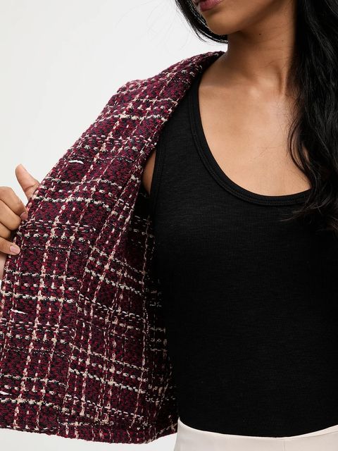 Answear.LAB marynarka kolor bordowy jednorzędowa wzorzysta