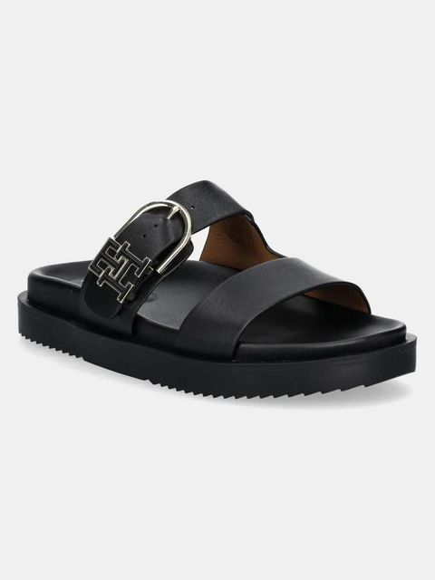 Tommy Hilfiger klapki skórzane LEATHER SPORTY MULE damskie kolor czarny FW0FW08512 - zdjęcie produktu nr 1