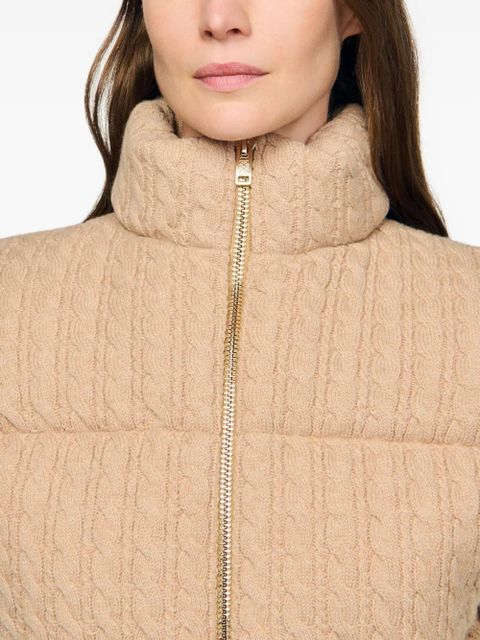 SANDRO cable-knit quilted gilet - Neutrals