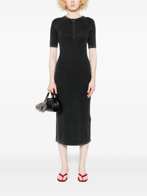 Diesel button-fastening short-sleeve dress - Black
