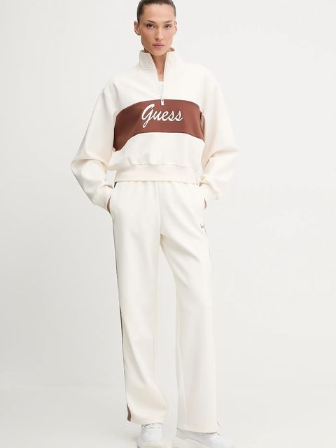 Guess bluza FABIA damska kolor beżowy z aplikacją V5BQ00 KCX22