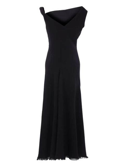 The Row asymmetric-neckline fringed maxi day dress - Black - zdjęcie produktu nr 1