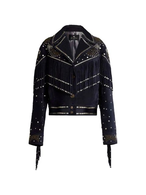 ETRO studs fringed leather jacket - Blue - zdjęcie produktu nr 1