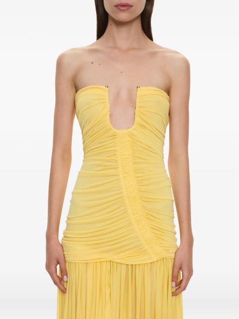 Christopher Esber Arced Orion strapless ruched asymmetric dress - Yellow