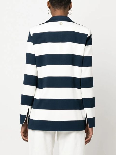 TWINSET stripe-print double-breasted blazer - Blue