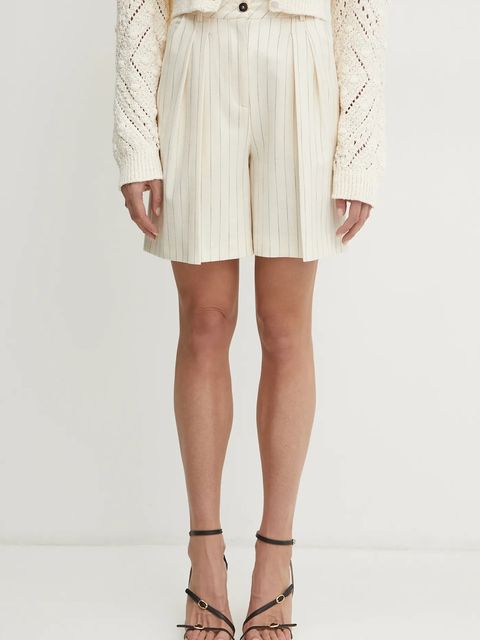 Simona Corsellini szorty damskie kolor beżowy wzorzyste high waist P25CPSH001 - zdjęcie produktu nr 1